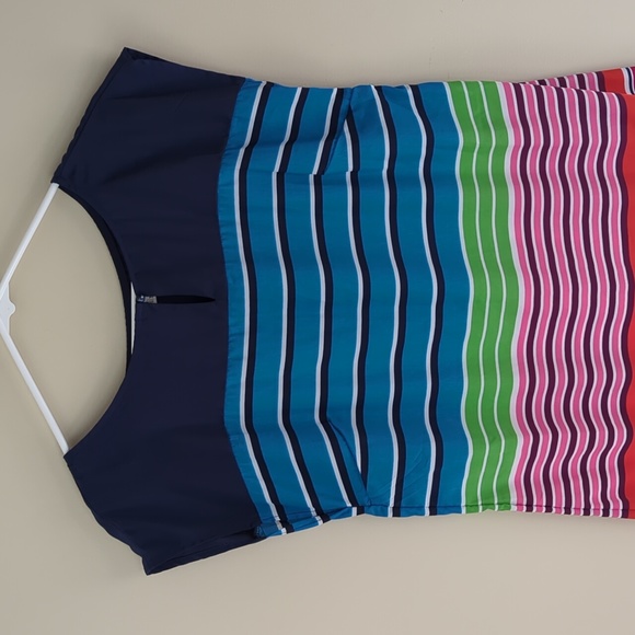 Old Navy Sleeveless Rainbow Stripe Shift Dress M Blue Pink - Picture 5 of 16